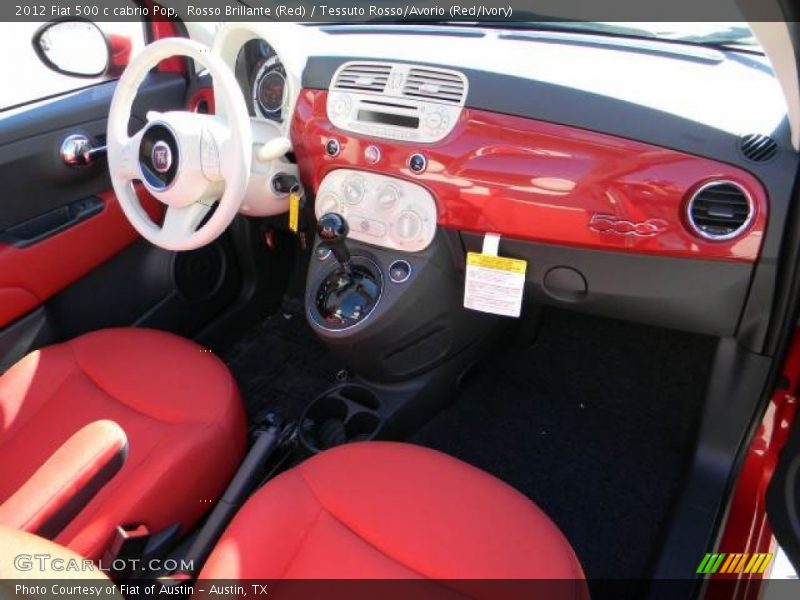 Rosso Brillante (Red) / Tessuto Rosso/Avorio (Red/Ivory) 2012 Fiat 500 c cabrio Pop