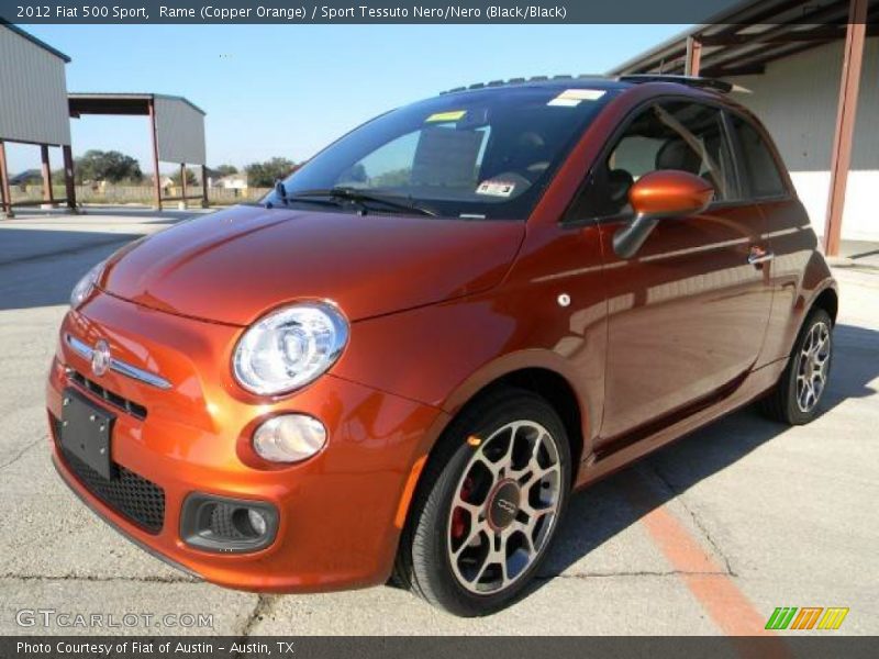 Rame (Copper Orange) / Sport Tessuto Nero/Nero (Black/Black) 2012 Fiat 500 Sport