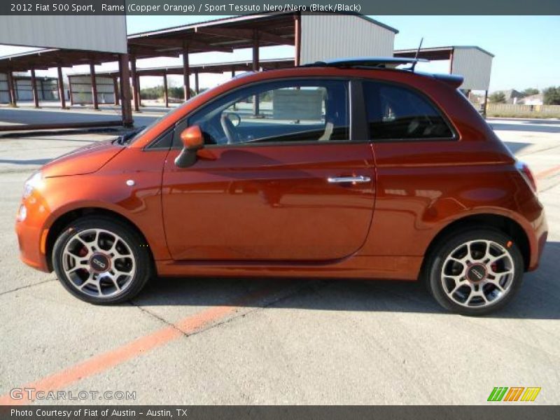 Rame (Copper Orange) / Sport Tessuto Nero/Nero (Black/Black) 2012 Fiat 500 Sport