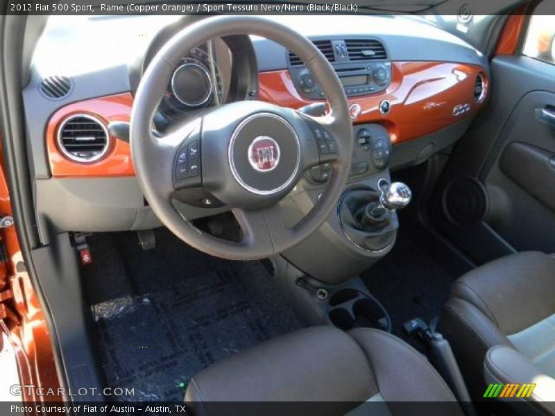 Rame (Copper Orange) / Sport Tessuto Nero/Nero (Black/Black) 2012 Fiat 500 Sport