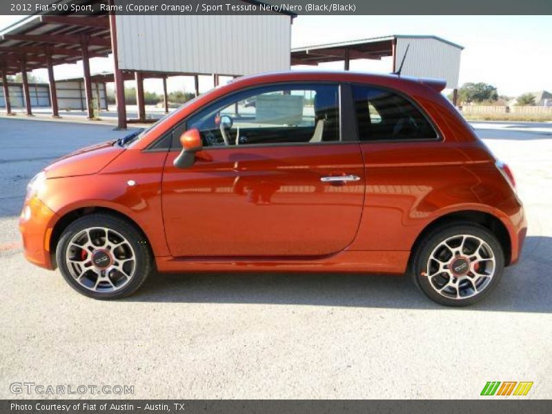 Rame (Copper Orange) / Sport Tessuto Nero/Nero (Black/Black) 2012 Fiat 500 Sport