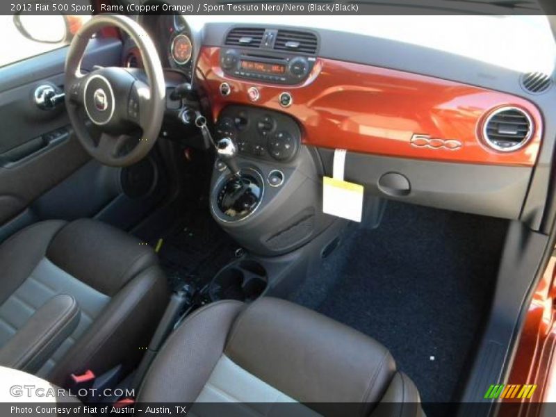 Rame (Copper Orange) / Sport Tessuto Nero/Nero (Black/Black) 2012 Fiat 500 Sport