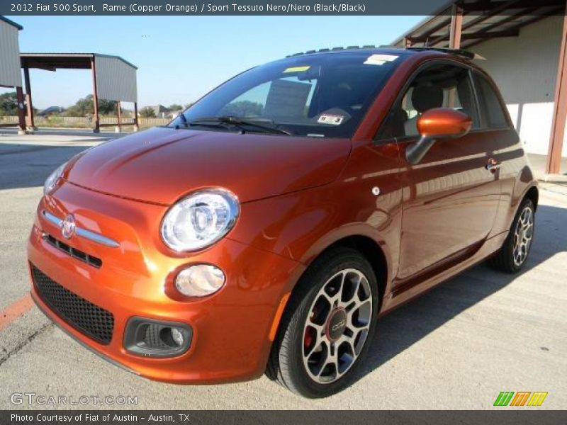 Rame (Copper Orange) / Sport Tessuto Nero/Nero (Black/Black) 2012 Fiat 500 Sport