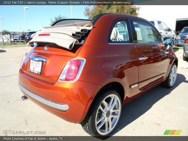 Rame (Copper Orange) / Pelle Marrone/Avorio (Brown/Ivory) 2012 Fiat 500 c cabrio Lounge