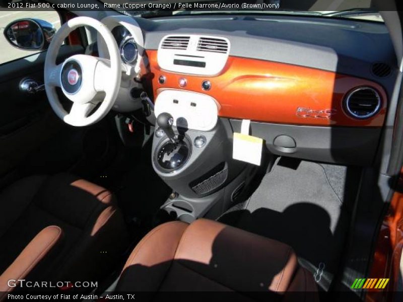 Rame (Copper Orange) / Pelle Marrone/Avorio (Brown/Ivory) 2012 Fiat 500 c cabrio Lounge