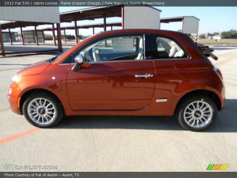 Rame (Copper Orange) / Pelle Marrone/Avorio (Brown/Ivory) 2012 Fiat 500 c cabrio Lounge