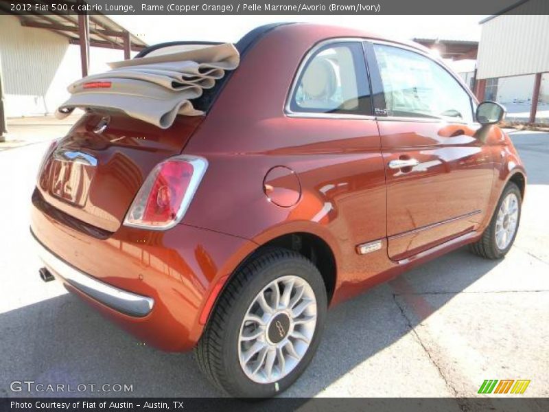 Rame (Copper Orange) / Pelle Marrone/Avorio (Brown/Ivory) 2012 Fiat 500 c cabrio Lounge