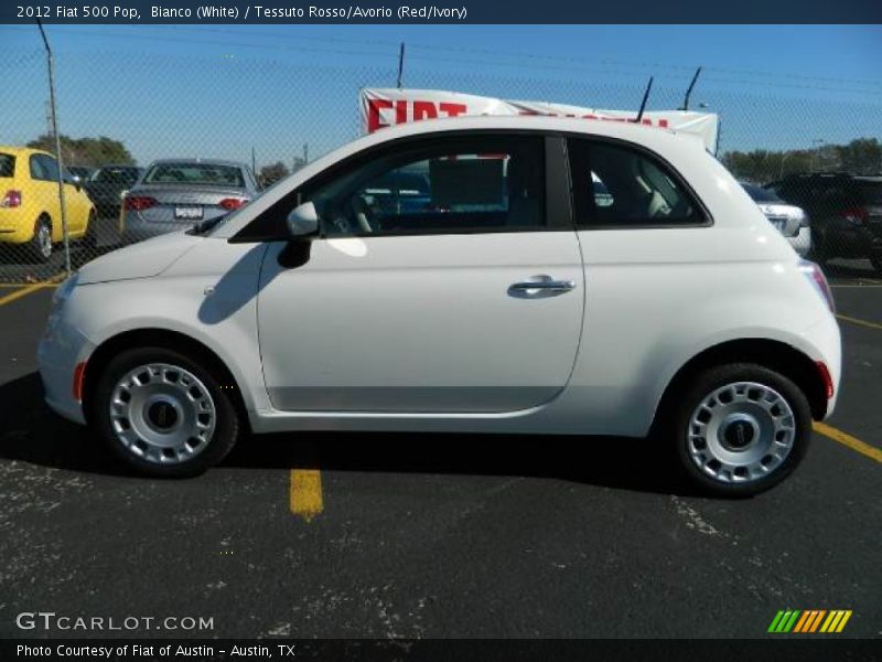 Bianco (White) / Tessuto Rosso/Avorio (Red/Ivory) 2012 Fiat 500 Pop