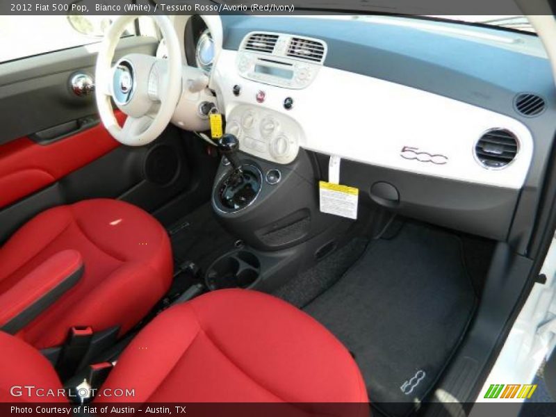 Bianco (White) / Tessuto Rosso/Avorio (Red/Ivory) 2012 Fiat 500 Pop