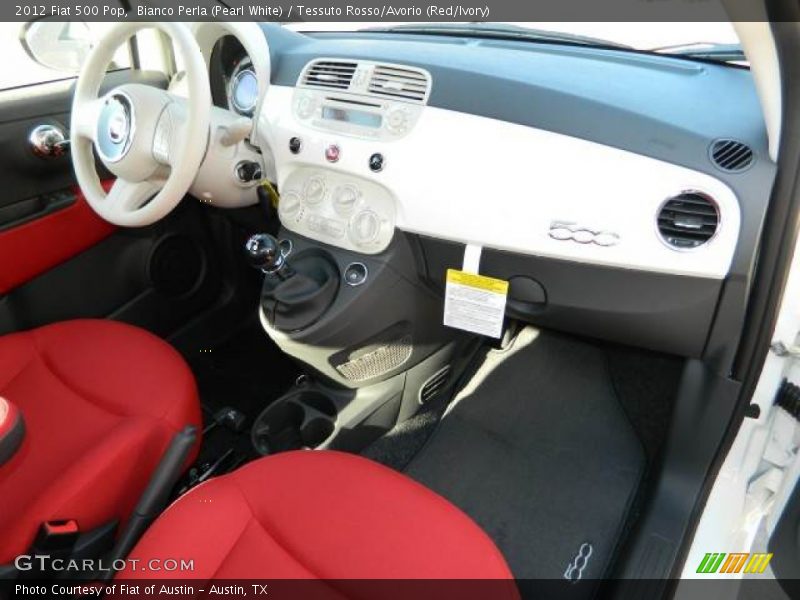 Bianco Perla (Pearl White) / Tessuto Rosso/Avorio (Red/Ivory) 2012 Fiat 500 Pop