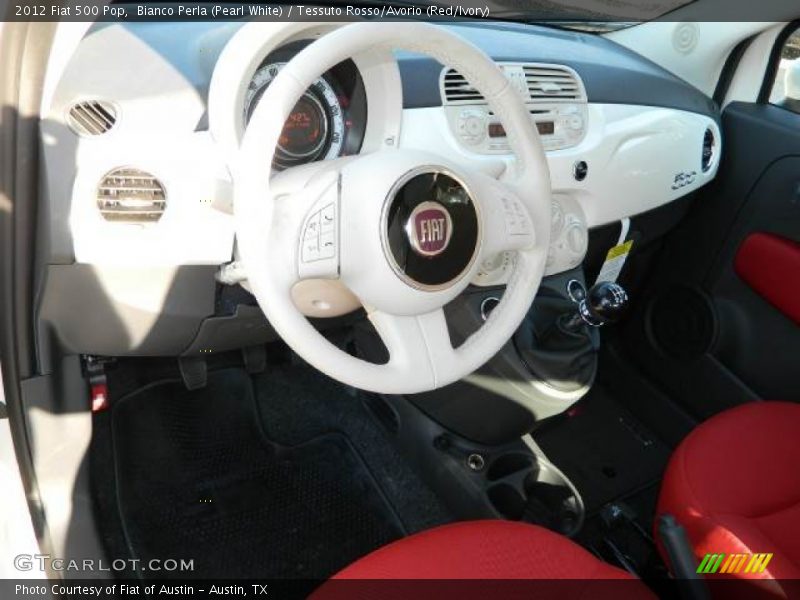 Bianco Perla (Pearl White) / Tessuto Rosso/Avorio (Red/Ivory) 2012 Fiat 500 Pop