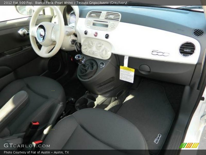 Bianco Perla (Pearl White) / Tessuto Grigio/Avorio (Grey/Ivory) 2012 Fiat 500 Pop