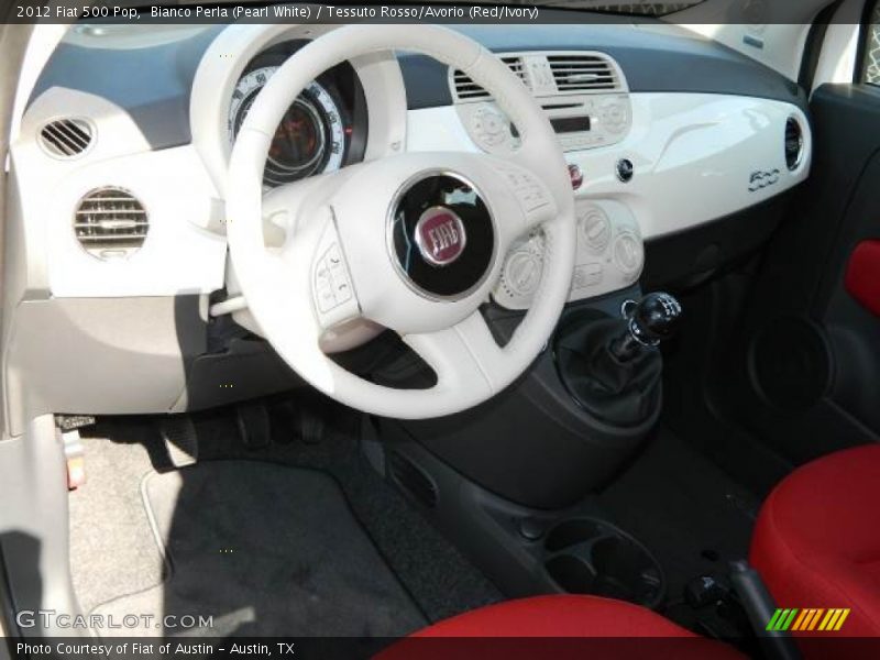 Bianco Perla (Pearl White) / Tessuto Rosso/Avorio (Red/Ivory) 2012 Fiat 500 Pop