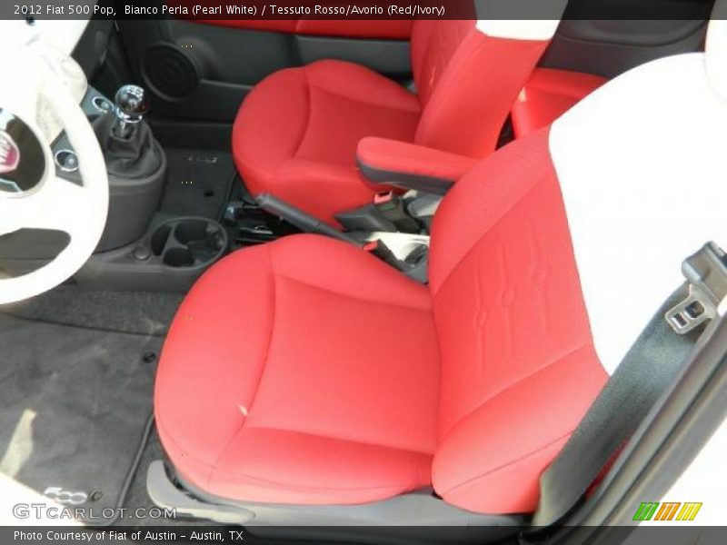 Bianco Perla (Pearl White) / Tessuto Rosso/Avorio (Red/Ivory) 2012 Fiat 500 Pop