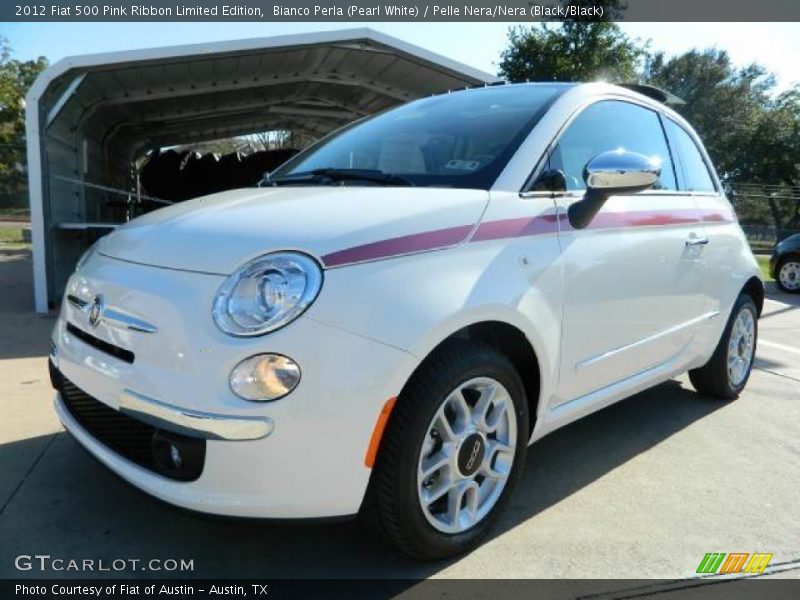 Bianco Perla (Pearl White) / Pelle Nera/Nera (Black/Black) 2012 Fiat 500 Pink Ribbon Limited Edition