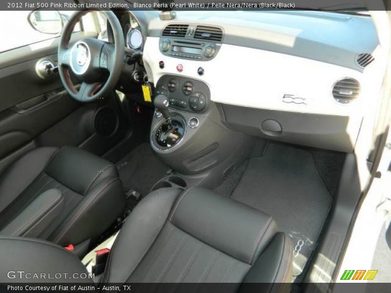 Bianco Perla (Pearl White) / Pelle Nera/Nera (Black/Black) 2012 Fiat 500 Pink Ribbon Limited Edition