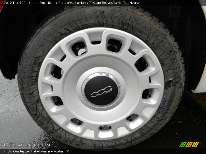 Bianco Perla (Pearl White) / Tessuto Rosso/Avorio (Red/Ivory) 2012 Fiat 500 c cabrio Pop