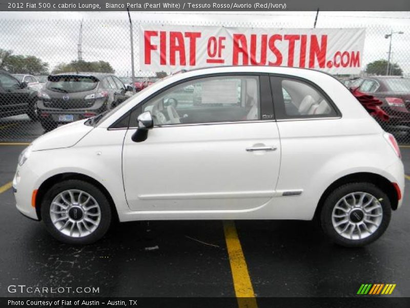 Bianco Perla (Pearl White) / Tessuto Rosso/Avorio (Red/Ivory) 2012 Fiat 500 c cabrio Lounge