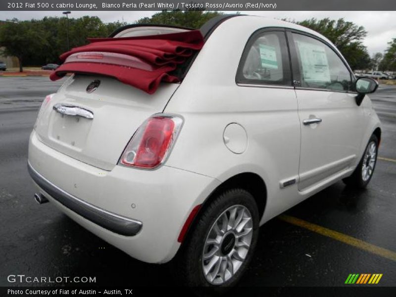 Bianco Perla (Pearl White) / Tessuto Rosso/Avorio (Red/Ivory) 2012 Fiat 500 c cabrio Lounge
