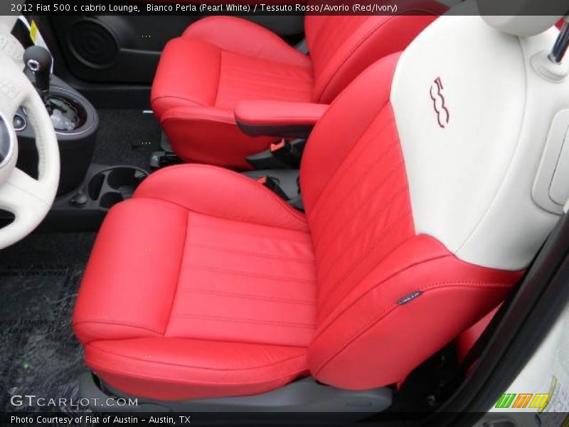 Bianco Perla (Pearl White) / Tessuto Rosso/Avorio (Red/Ivory) 2012 Fiat 500 c cabrio Lounge