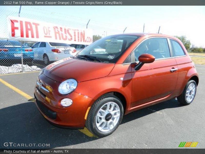 Rame (Copper Orange) / Tessuto Grigio/Nero (Grey/Black) 2012 Fiat 500 Pop