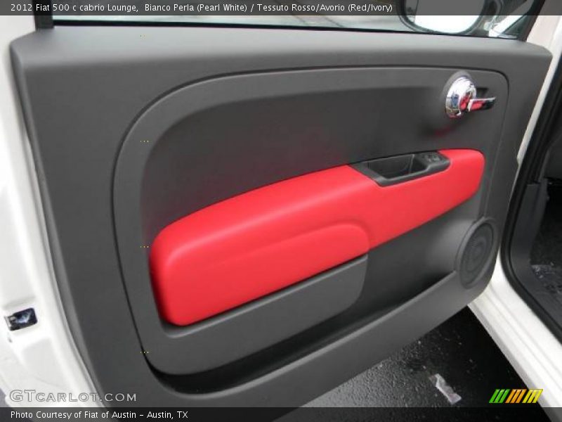 Bianco Perla (Pearl White) / Tessuto Rosso/Avorio (Red/Ivory) 2012 Fiat 500 c cabrio Lounge