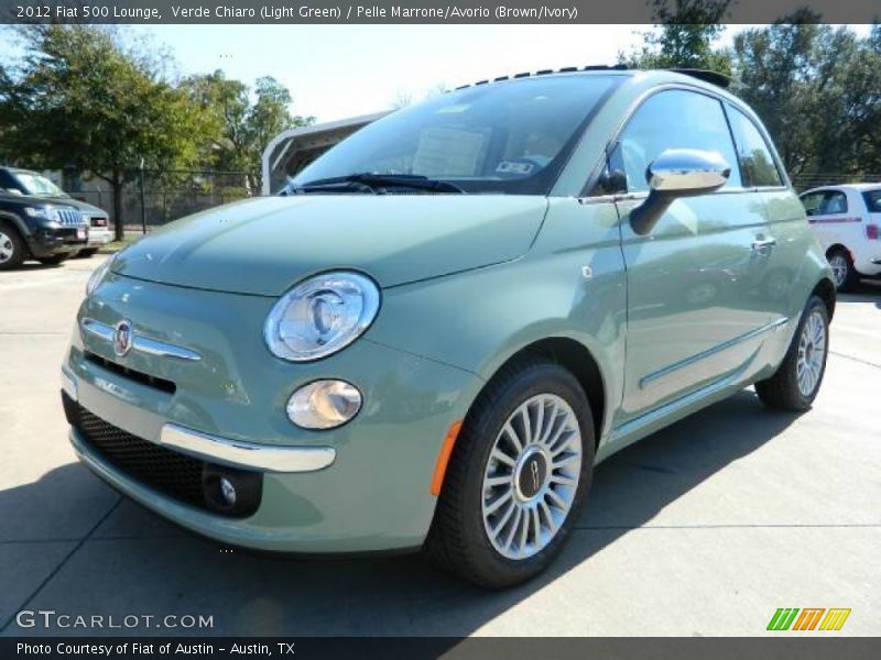 Verde Chiaro (Light Green) / Pelle Marrone/Avorio (Brown/Ivory) 2012 Fiat 500 Lounge