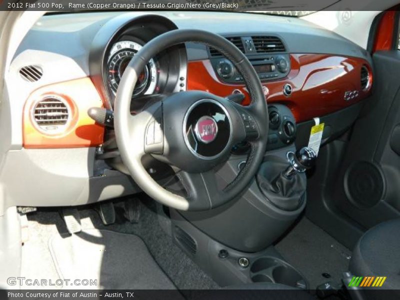 Rame (Copper Orange) / Tessuto Grigio/Nero (Grey/Black) 2012 Fiat 500 Pop