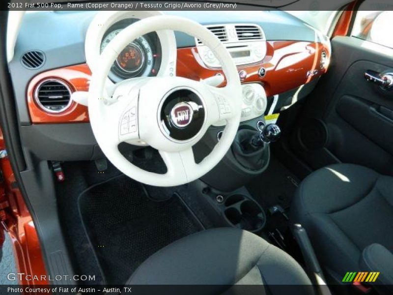 Rame (Copper Orange) / Tessuto Grigio/Avorio (Grey/Ivory) 2012 Fiat 500 Pop
