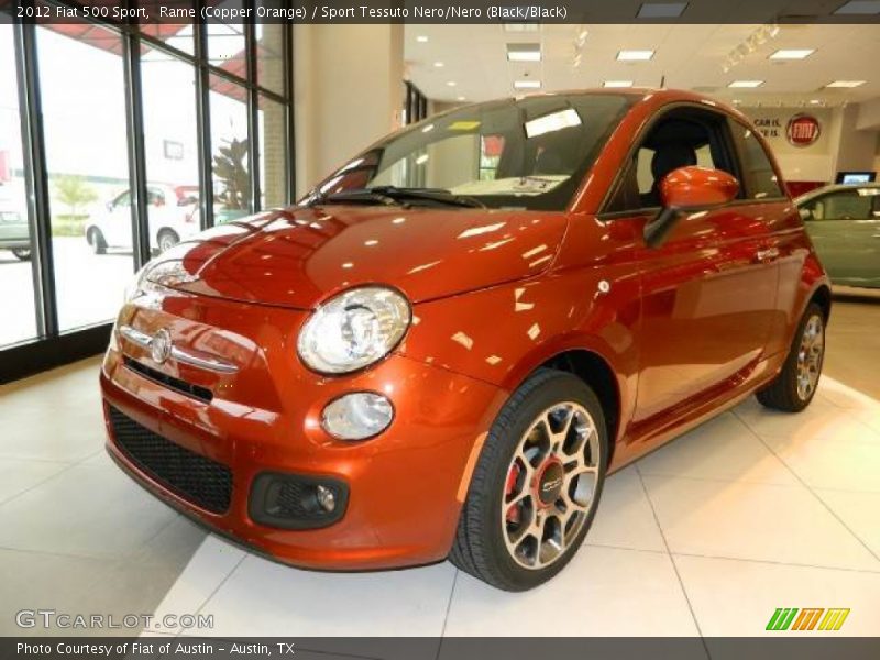 Rame (Copper Orange) / Sport Tessuto Nero/Nero (Black/Black) 2012 Fiat 500 Sport