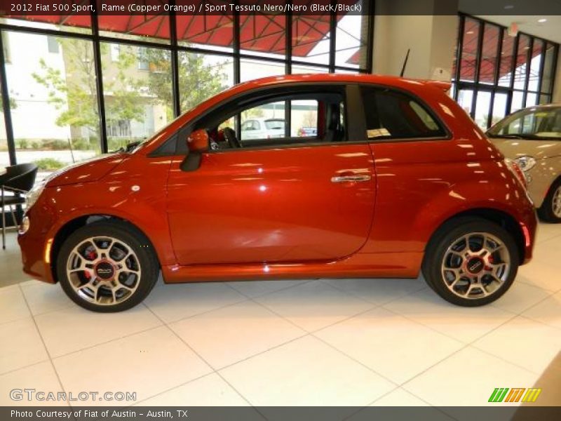 Rame (Copper Orange) / Sport Tessuto Nero/Nero (Black/Black) 2012 Fiat 500 Sport