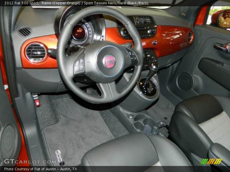 Rame (Copper Orange) / Sport Tessuto Nero/Nero (Black/Black) 2012 Fiat 500 Sport