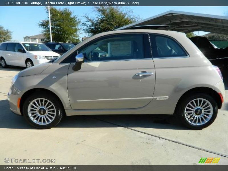 Mocha Latte (Light Brown) / Pelle Nera/Nera (Black/Black) 2012 Fiat 500 Lounge