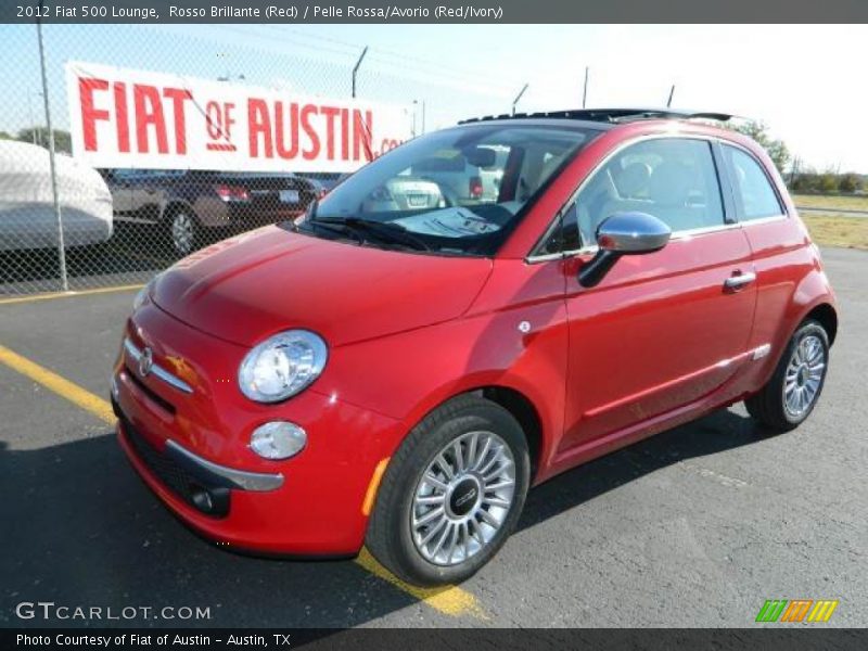 Rosso Brillante (Red) / Pelle Rossa/Avorio (Red/Ivory) 2012 Fiat 500 Lounge