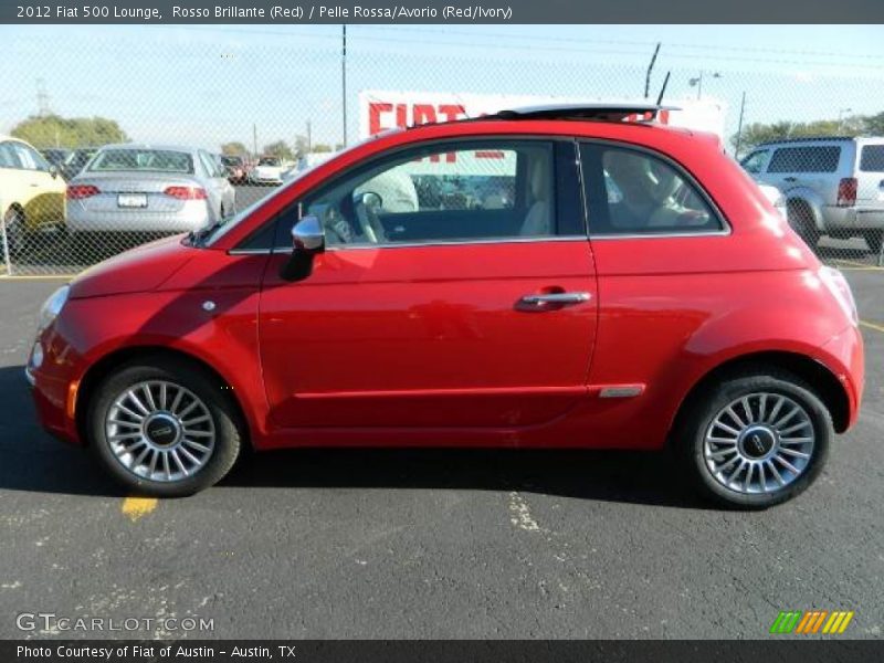 Rosso Brillante (Red) / Pelle Rossa/Avorio (Red/Ivory) 2012 Fiat 500 Lounge