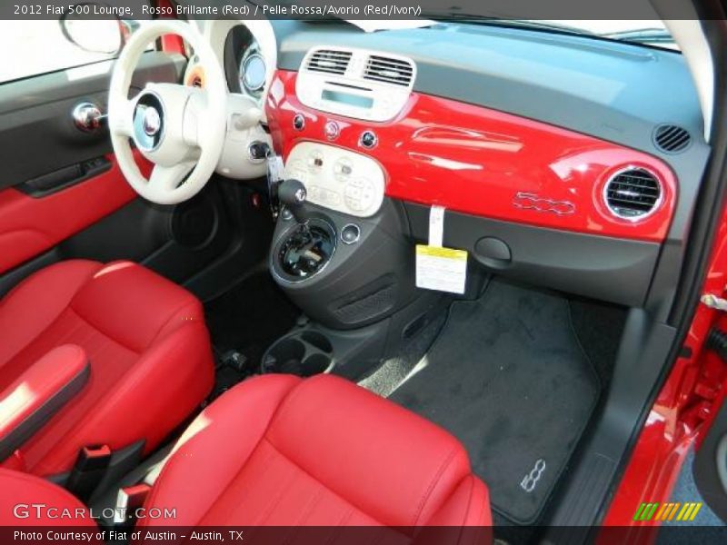 Rosso Brillante (Red) / Pelle Rossa/Avorio (Red/Ivory) 2012 Fiat 500 Lounge