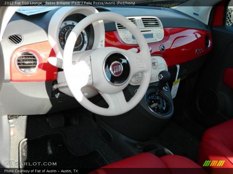 Rosso Brillante (Red) / Pelle Rossa/Avorio (Red/Ivory) 2012 Fiat 500 Lounge
