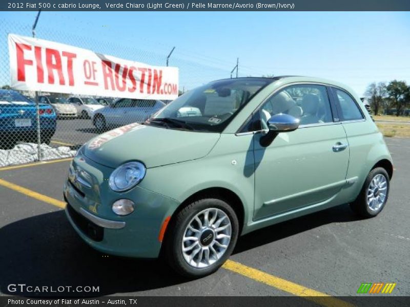 Verde Chiaro (Light Green) / Pelle Marrone/Avorio (Brown/Ivory) 2012 Fiat 500 c cabrio Lounge