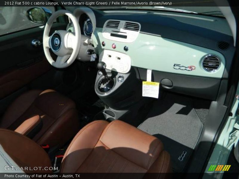 Verde Chiaro (Light Green) / Pelle Marrone/Avorio (Brown/Ivory) 2012 Fiat 500 c cabrio Lounge