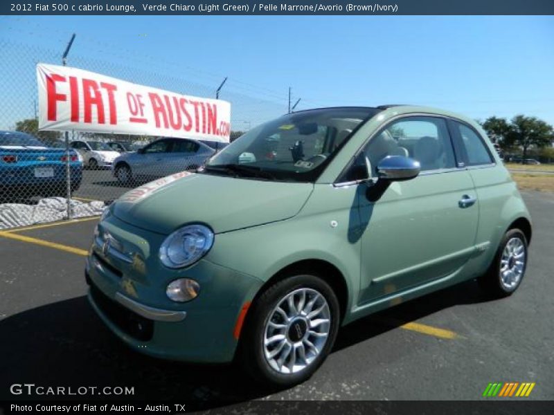 Verde Chiaro (Light Green) / Pelle Marrone/Avorio (Brown/Ivory) 2012 Fiat 500 c cabrio Lounge