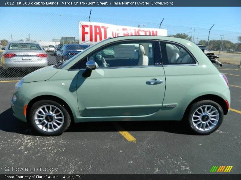 Verde Chiaro (Light Green) / Pelle Marrone/Avorio (Brown/Ivory) 2012 Fiat 500 c cabrio Lounge