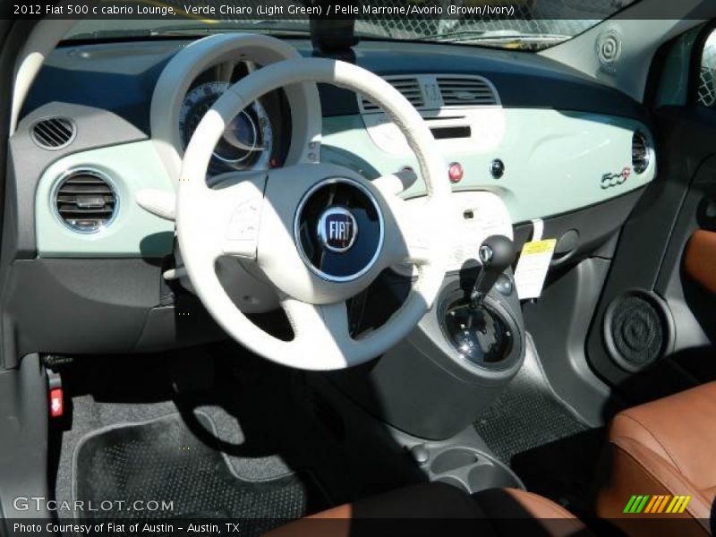 Verde Chiaro (Light Green) / Pelle Marrone/Avorio (Brown/Ivory) 2012 Fiat 500 c cabrio Lounge