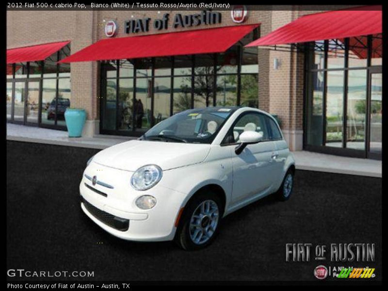 Bianco (White) / Tessuto Rosso/Avorio (Red/Ivory) 2012 Fiat 500 c cabrio Pop