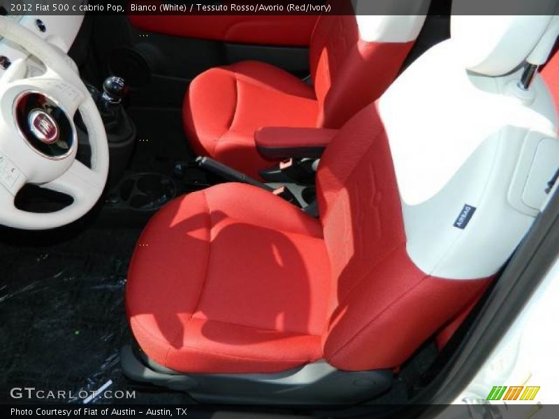 Bianco (White) / Tessuto Rosso/Avorio (Red/Ivory) 2012 Fiat 500 c cabrio Pop