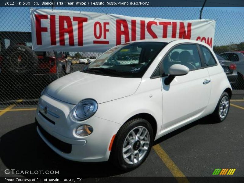 Bianco Perla (Pearl White) / Tessuto Rosso/Avorio (Red/Ivory) 2012 Fiat 500 Pop