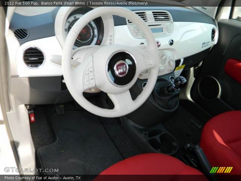 Bianco Perla (Pearl White) / Tessuto Rosso/Avorio (Red/Ivory) 2012 Fiat 500 Pop