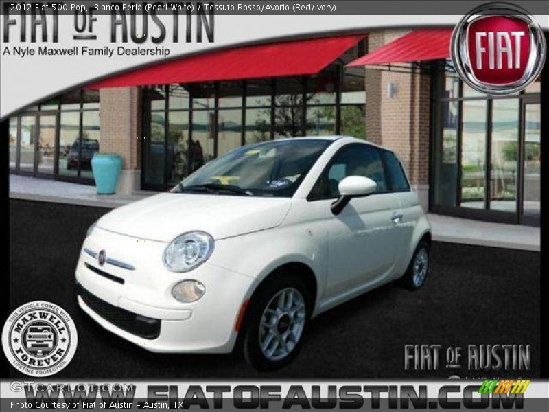 Bianco Perla (Pearl White) / Tessuto Rosso/Avorio (Red/Ivory) 2012 Fiat 500 Pop