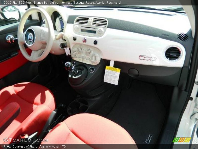 Bianco Perla (Pearl White) / Tessuto Rosso/Avorio (Red/Ivory) 2012 Fiat 500 Pop