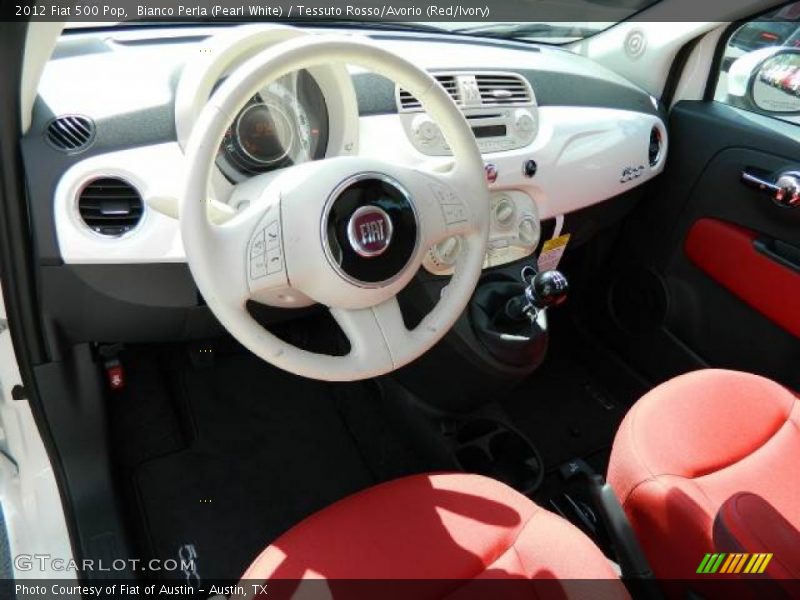 Bianco Perla (Pearl White) / Tessuto Rosso/Avorio (Red/Ivory) 2012 Fiat 500 Pop