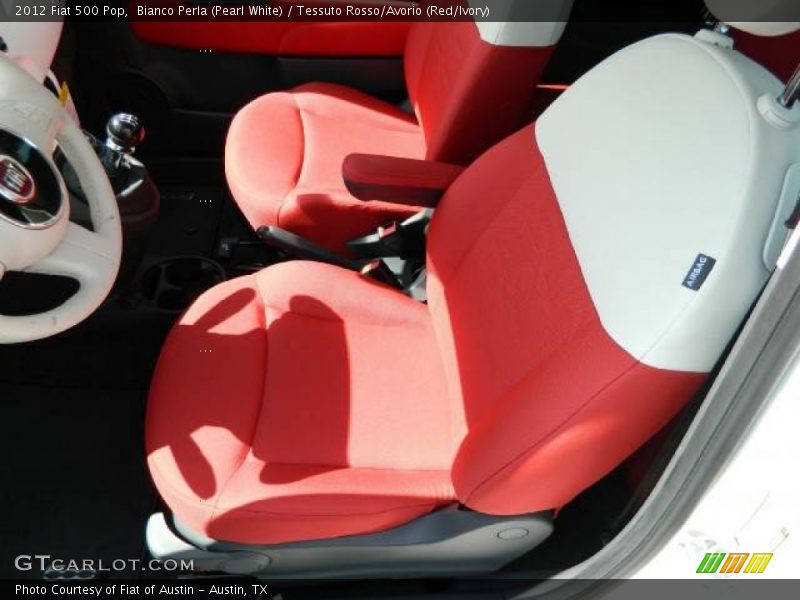 Bianco Perla (Pearl White) / Tessuto Rosso/Avorio (Red/Ivory) 2012 Fiat 500 Pop